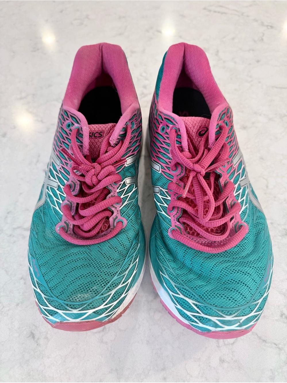 ASICS Gel Nimbus 18 retro chillwave hot pink teal running shoes sneakers 8.5